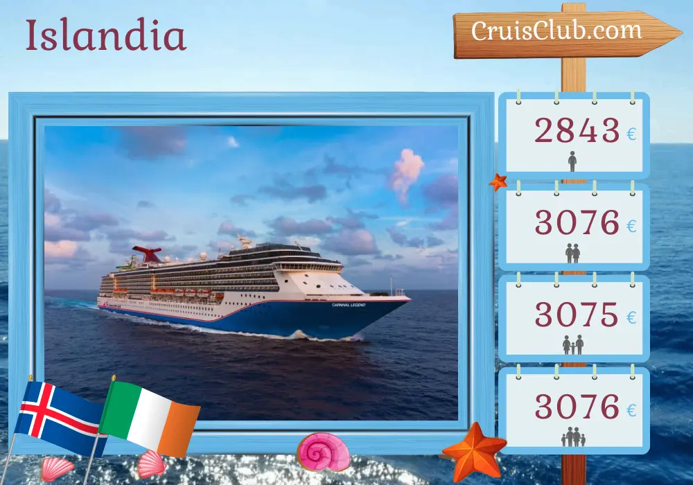 Crucero en Islandia desde Dover a bordo del barco Carnival Legend con visitas a Islandia e Irlanda durante 13 días