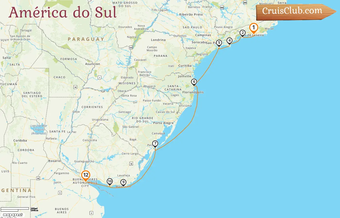 Cruzeiro na América do Sul de Rio de Janeiro a Buenos Aires a bordo do navio Seven Seas Splendor com visitas ao Brasil, Uruguai e Argentina por 12 dias