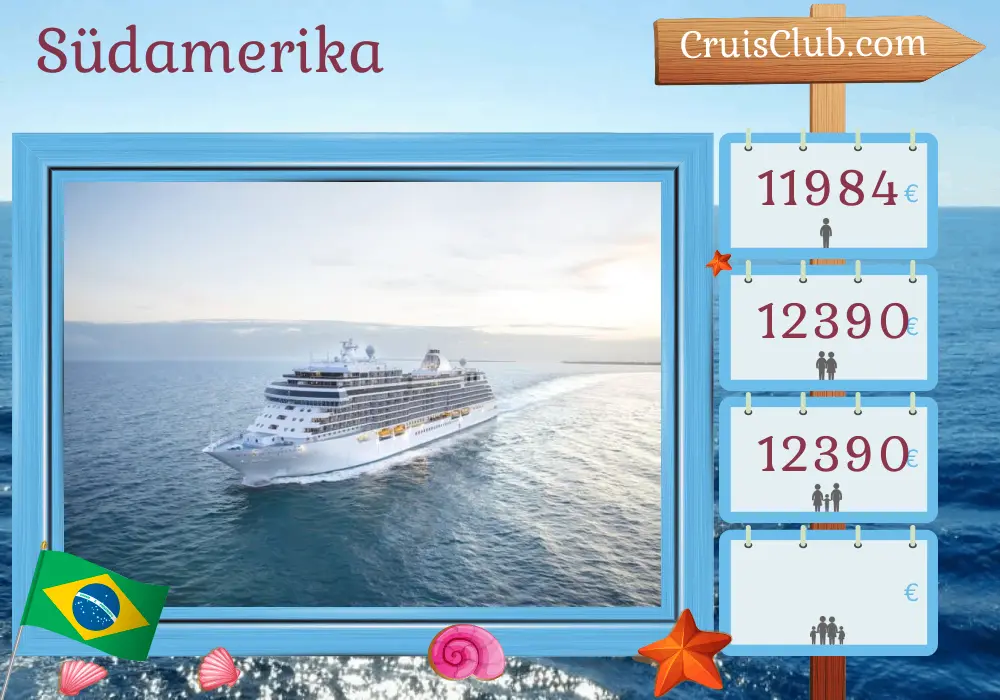 Kreuzfahrt in Südamerika von Rio de Janeiro nach Buenos Aires an Bord des Schiffes Seven Seas Splendor mit Stopps in Brasilien, Uruguay und Argentinien für 12 Tage
