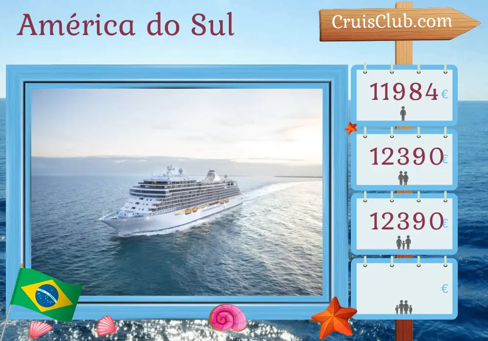 Cruzeiro na América do Sul de Rio de Janeiro a Buenos Aires a bordo do navio Seven Seas Splendor com visitas ao Brasil, Uruguai e Argentina por 12 dias