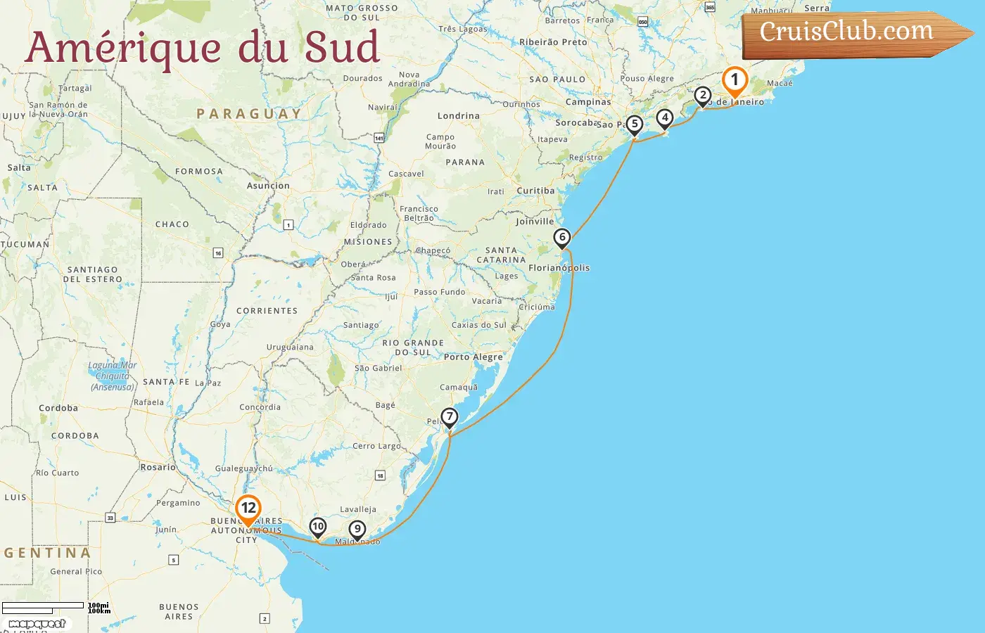 Croisière en Amérique du Sud de Rio de Janeiro à Buenos Aires à bord du navire Seven Seas Splendor avec des escales au Brésil, en Uruguay et en Argentine pendant 12 jours