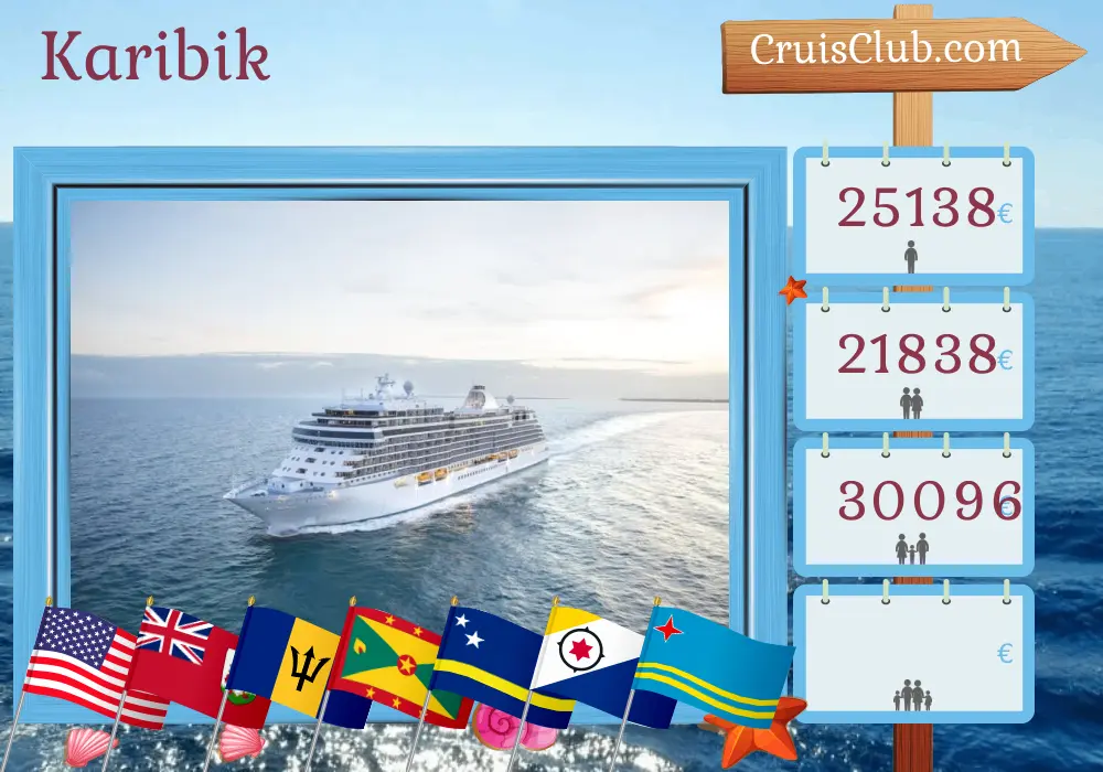 Kreuzfahrt in der Karibik von New York nach Miami an Bord des Schiffes Seven Seas Splendor mit Besuchen in den USA, Bermuda, Saint-Barthélemy, Barbados, Grenada, Curaçao und Aruba für 16 Tage