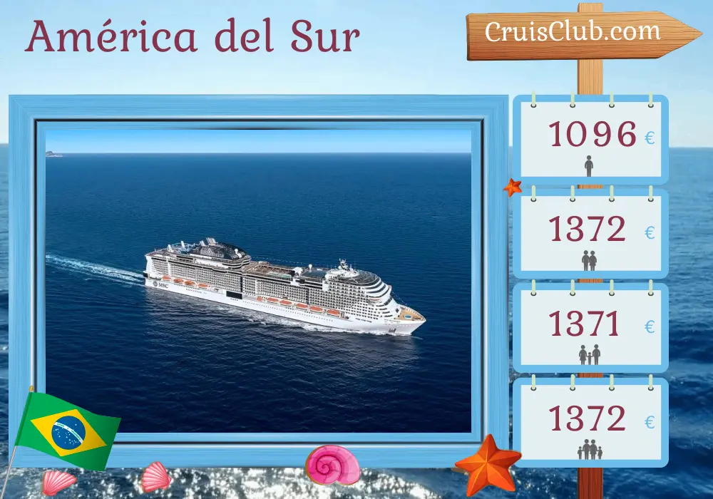Crucero por Sudamérica desde Salvador de Bahía a bordo del barco MSC Grandiosa con visitas a Brasil durante 8 días