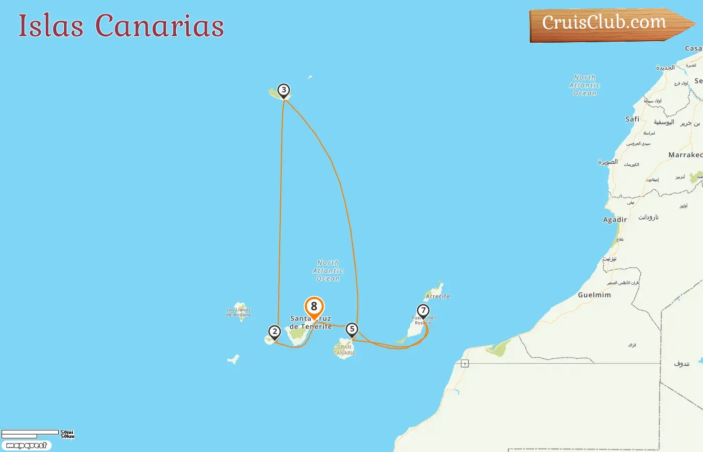 Crucero por las Islas Canarias desde Santa Cruz de Tenerife a bordo del barco Mein Schiff 5 con visitas a España y Portugal durante 8 días