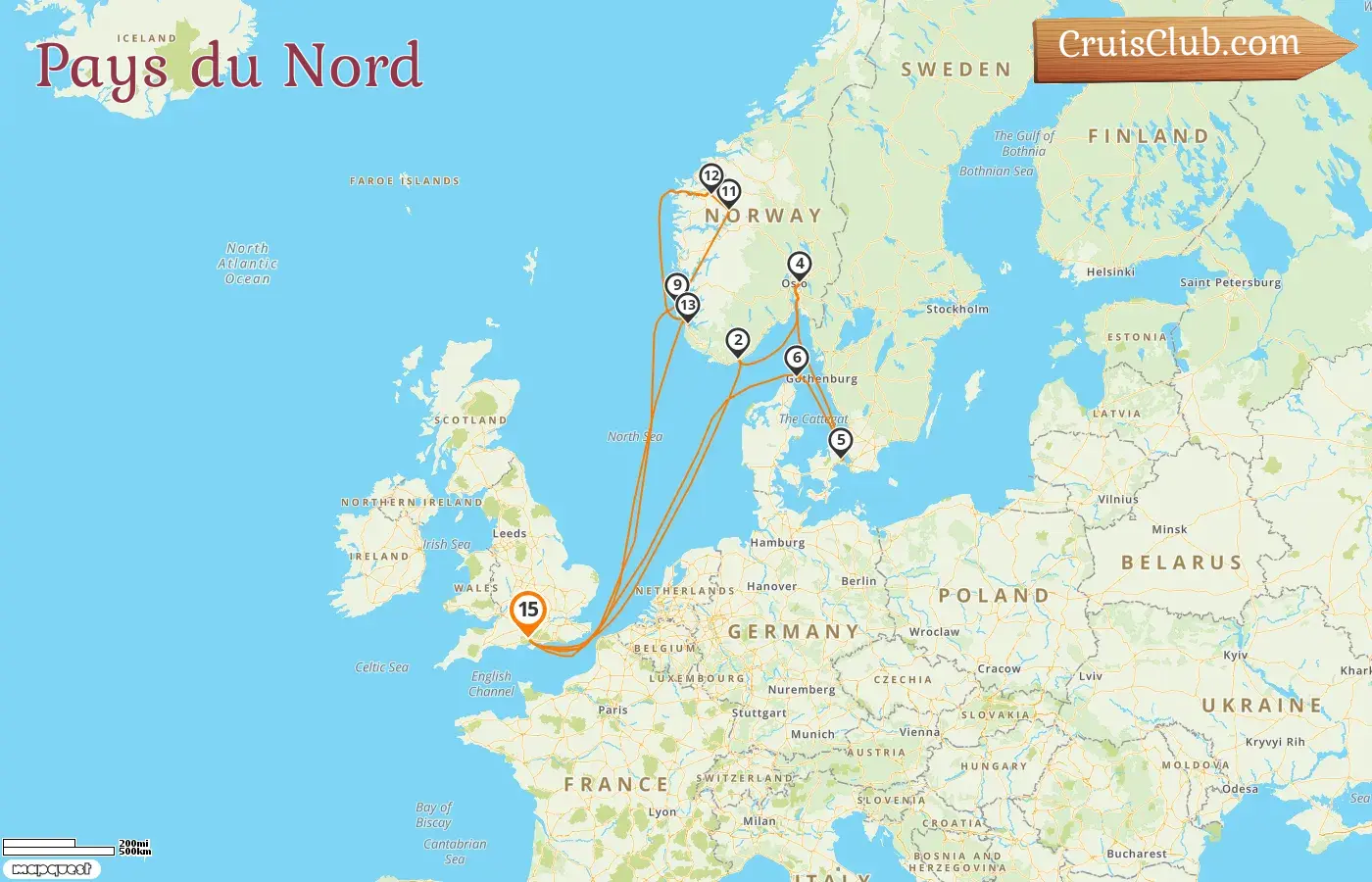 Croisière dans le Nord depuis Southampton à bord du navire Sky Princess avec des visites en Norvège et au Danemark pendant 15 jours