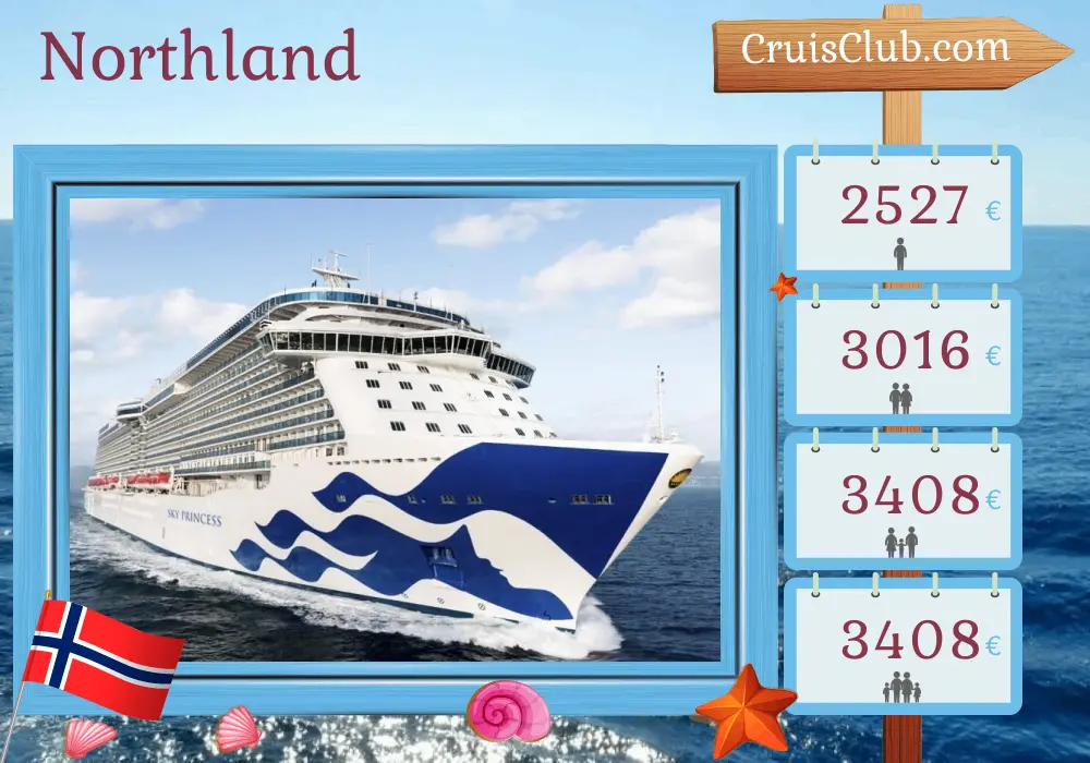 Cruise in the Northland from Southampton aboard Sky Princess ship with visits to Norway for 8 days