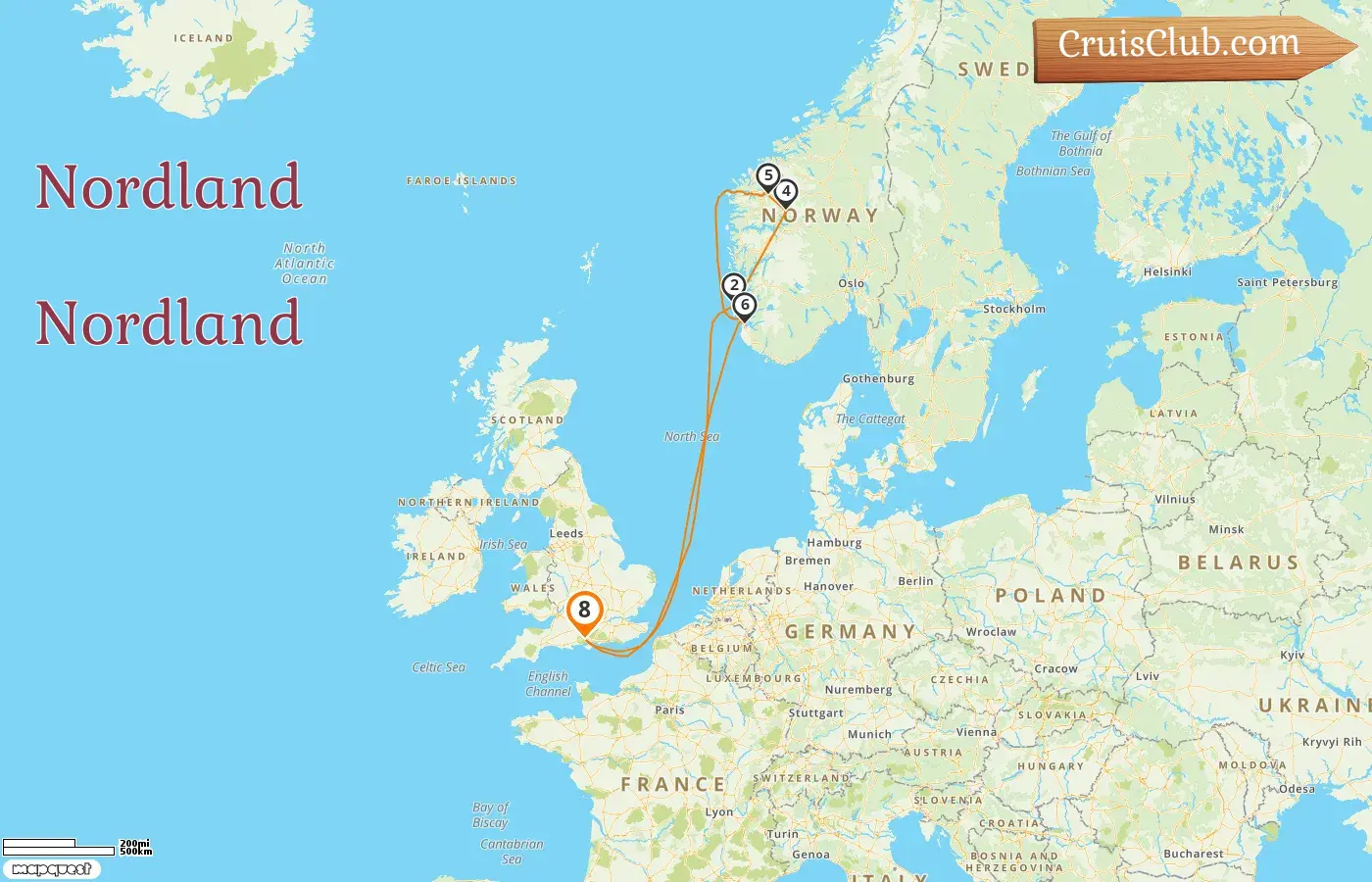 Cruzeiro no Norte a partir de Southampton a bordo do navio Sky Princess com visitas à Noruega por 8 dias