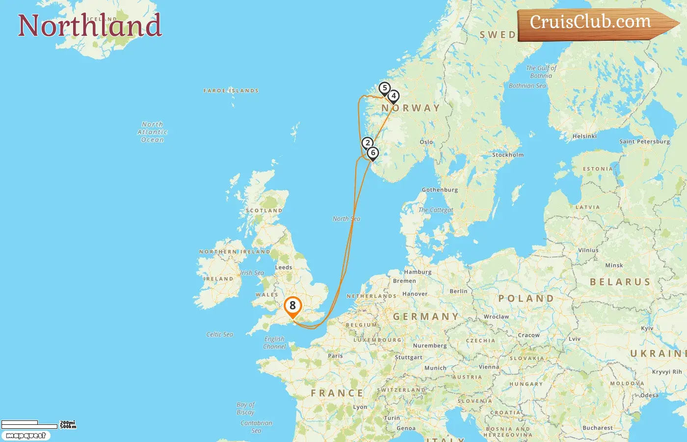 Cruise in the Northland from Southampton aboard Sky Princess ship with visits to Norway for 8 days