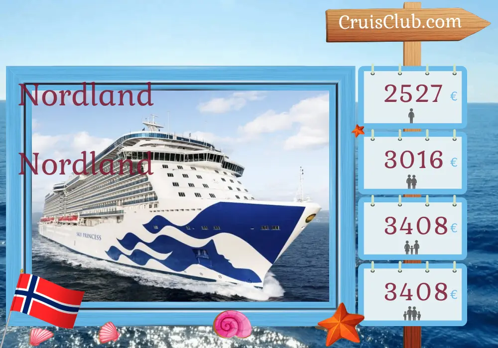 Cruzeiro no Norte a partir de Southampton a bordo do navio Sky Princess com visitas à Noruega por 8 dias