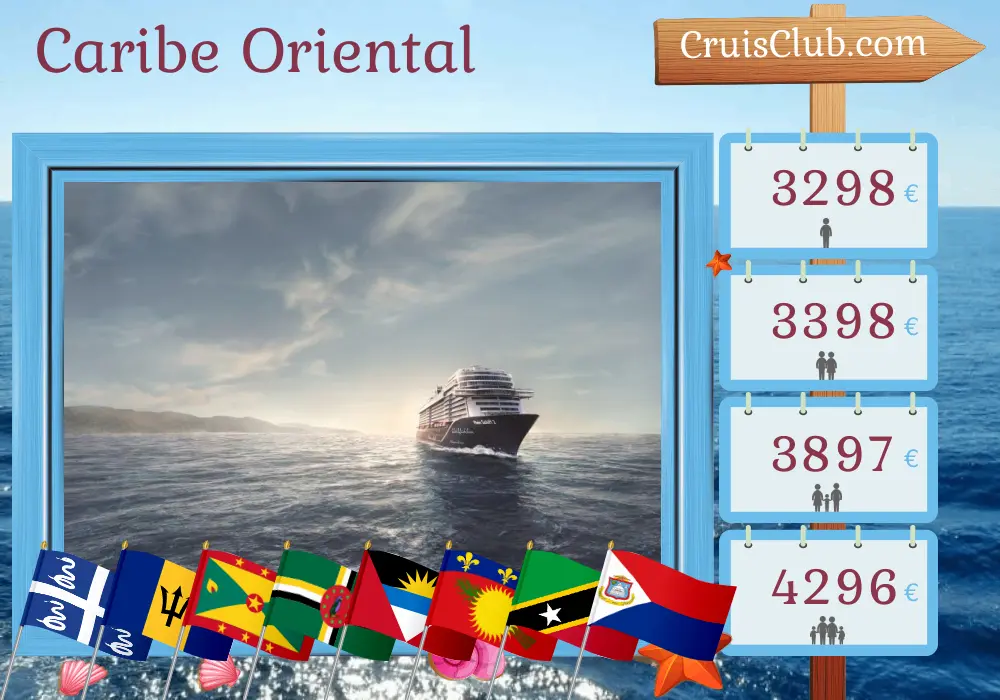 Cruzeiro no Caribe Leste a partir de La Romana a bordo do navio Mein Schiff 2 com visitas à República Dominicana, Martinica, Barbados, Grenada, São Vicente e Granadinas, Dominica, Guadalupe e São Cristóvão e Nevis por 15 dias