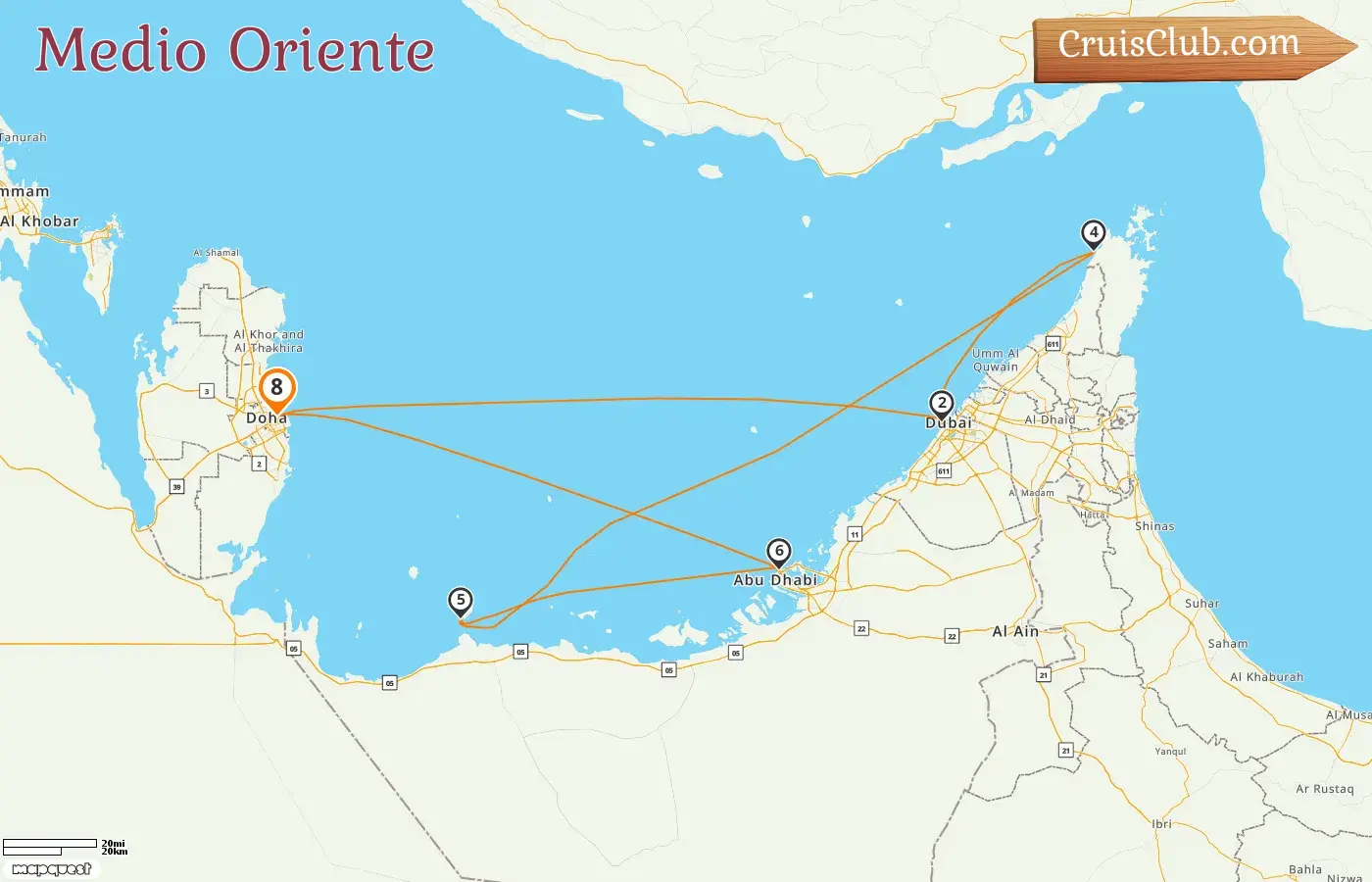 Crucero en el Medio Oriente desde Doha a bordo del barco Mein Schiff 2 con visitas a Qatar, Emiratos Árabes Unidos y Omán durante 8 días