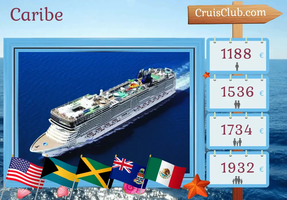 Crucero por el Caribe desde Port Canaveral / Orlando a bordo del barco Norwegian Epic con visitas a Estados Unidos, Bahamas, Jamaica, Islas Caimán y México durante 8 días