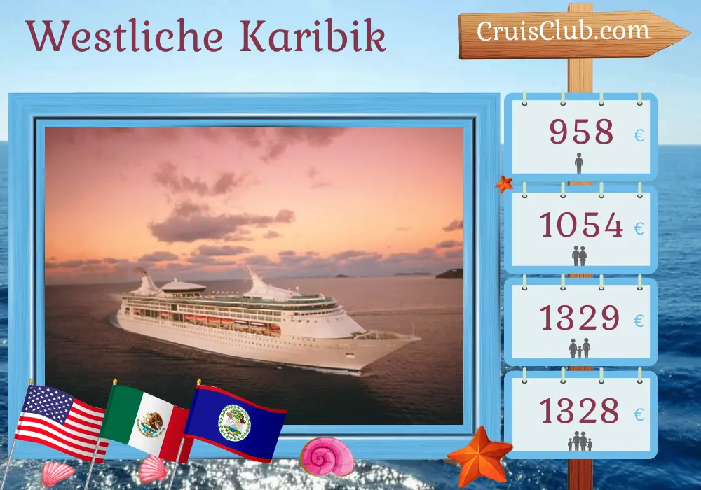 Kreuzfahrt in die westliche Karibik ab Tampa an Bord des Schiffes Grandeur of the Seas mit Besuchen in den USA, Mexiko, Honduras und Belize für 8 Tage