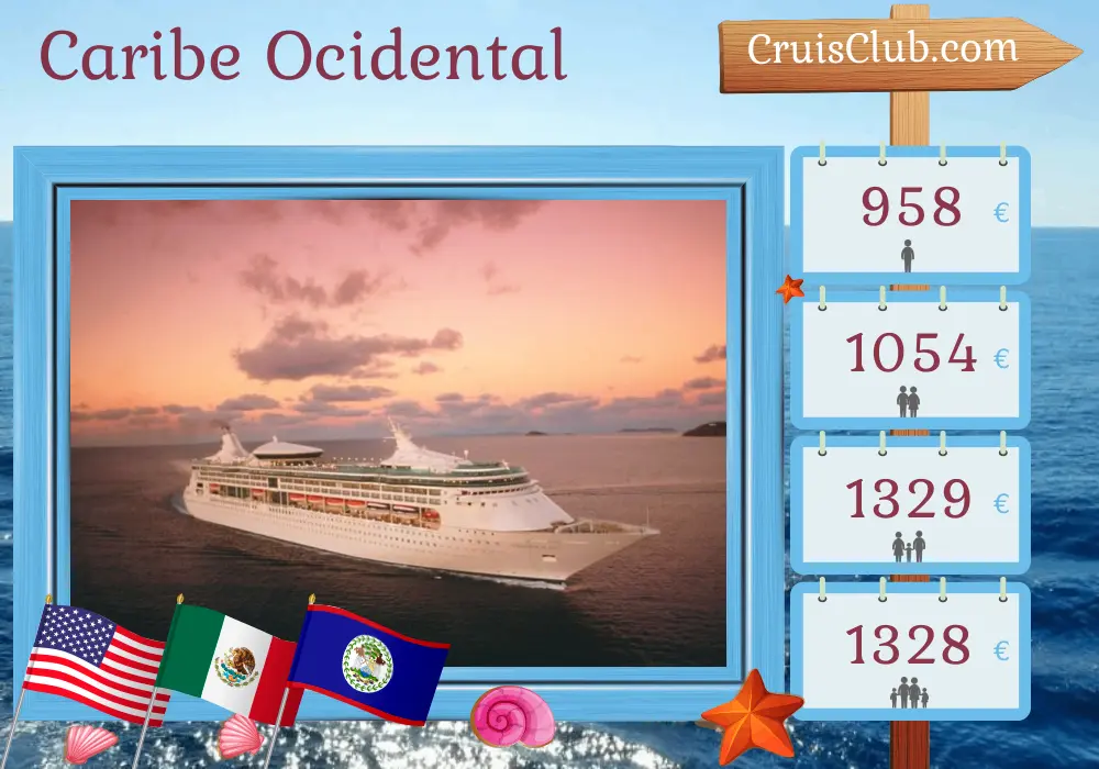 Cruzeiro no Caribe Ocidental a partir de Tampa a bordo do navio Grandeur of the Seas com visitas aos EUA, México, Honduras e Belize por 8 dias