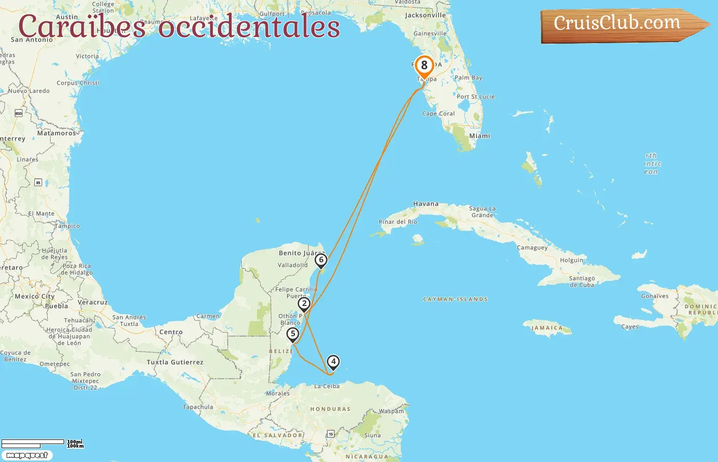 Croisière dans les Caraïbes occidentales au départ de Tampa à bord du navire Grandeur of the Seas avec des escales aux États-Unis, au Mexique, au Honduras et au Belize pendant 8 jours