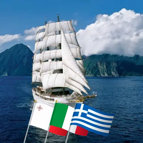 Croisière en Méditerranée de Valletta à Pirée à bord du navire Sea Cloud II avec des visites à Malte, en Italie et en Grèce pendant 10 jours