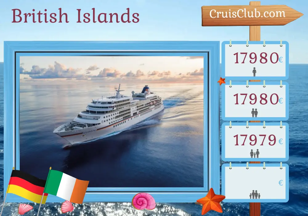 Cruise in the British Islands from Hamburg aboard MS EUROPA ship with visits to Germany and Ireland for 17 days