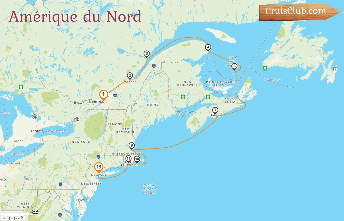 Croisière en Amérique du Nord de Montréal à New York à bord du navire Le Lyrial avec visites au Canada et aux États-Unis pendant 13 jours