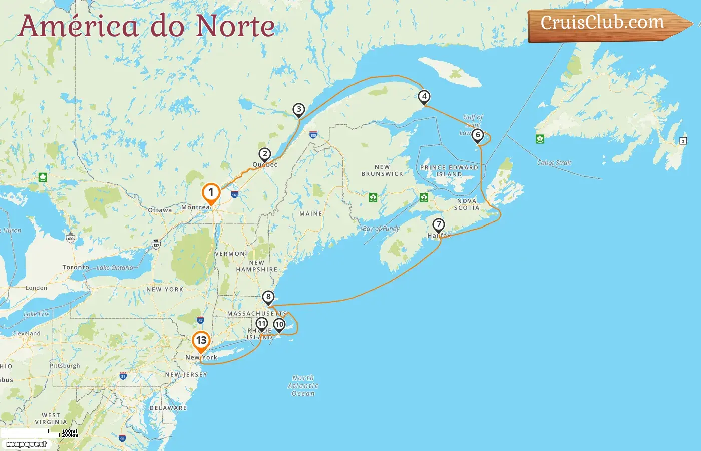 Cruzeiro na América do Norte de Montreal a Nova York a bordo do navio Le Lyrial com visitas ao Canadá e EUA por 13 dias