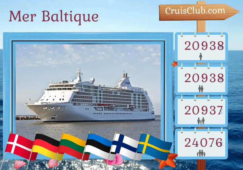 Croisière en mer Baltique de Southampton à Stockholm à bord du navire Seven Seas Voyager avec des visites au Danemark, en Allemagne, en Pologne, en Lituanie, en Estonie, en Finlande et en Suède pendant 13 jours