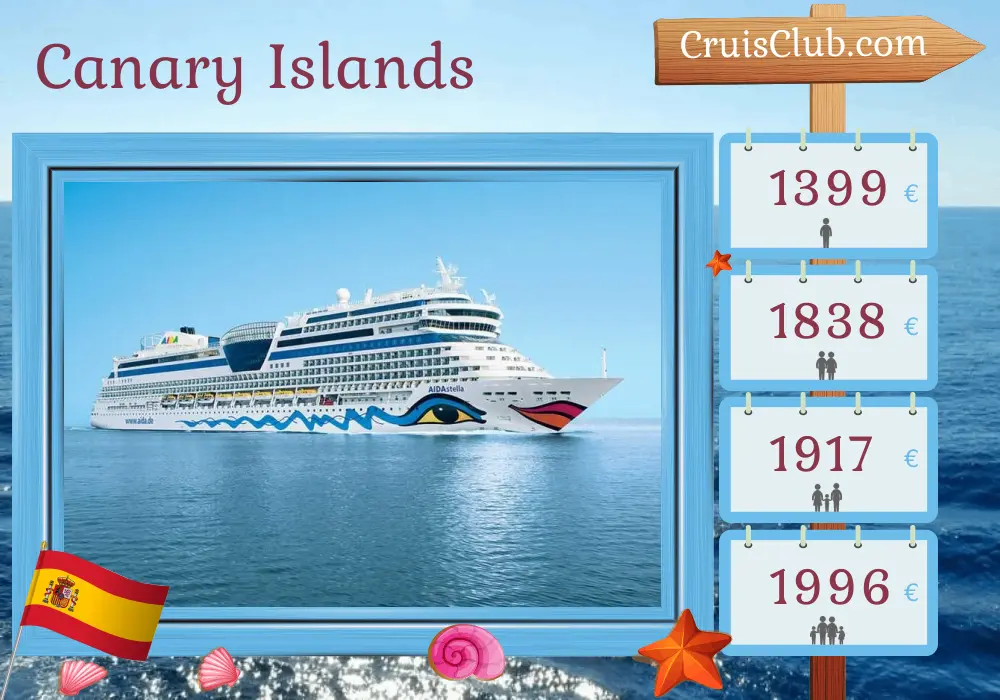 Cruise in the Canary Islands from Santa Cruz de Tenerife to Las Palmas aboard AIDAstella ship with visits to Spain for 11 days