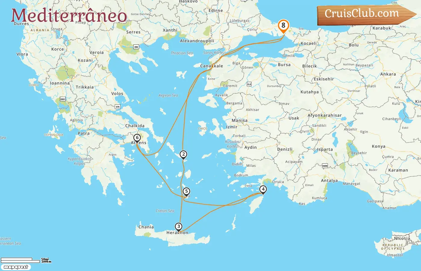Cruzeiro no Mediterrâneo a partir de Istambul a bordo do navio Costa Fortuna com visitas à Turquia e Grécia por 8 dias