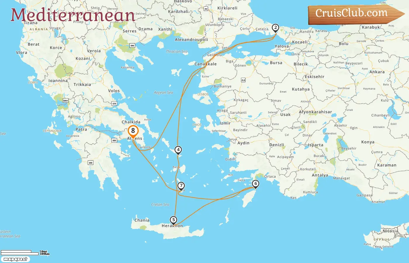 Cruise in the Mediterranean from Piraeus aboard Costa Fortuna ship with visits to Greece and Turkey for 8 days