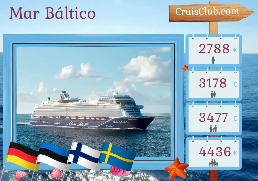 Crucero en el Mar Báltico desde Kiel a bordo del barco Mein Schiff 1 con visitas a Alemania, Estonia, Finlandia y Suecia durante 8 días