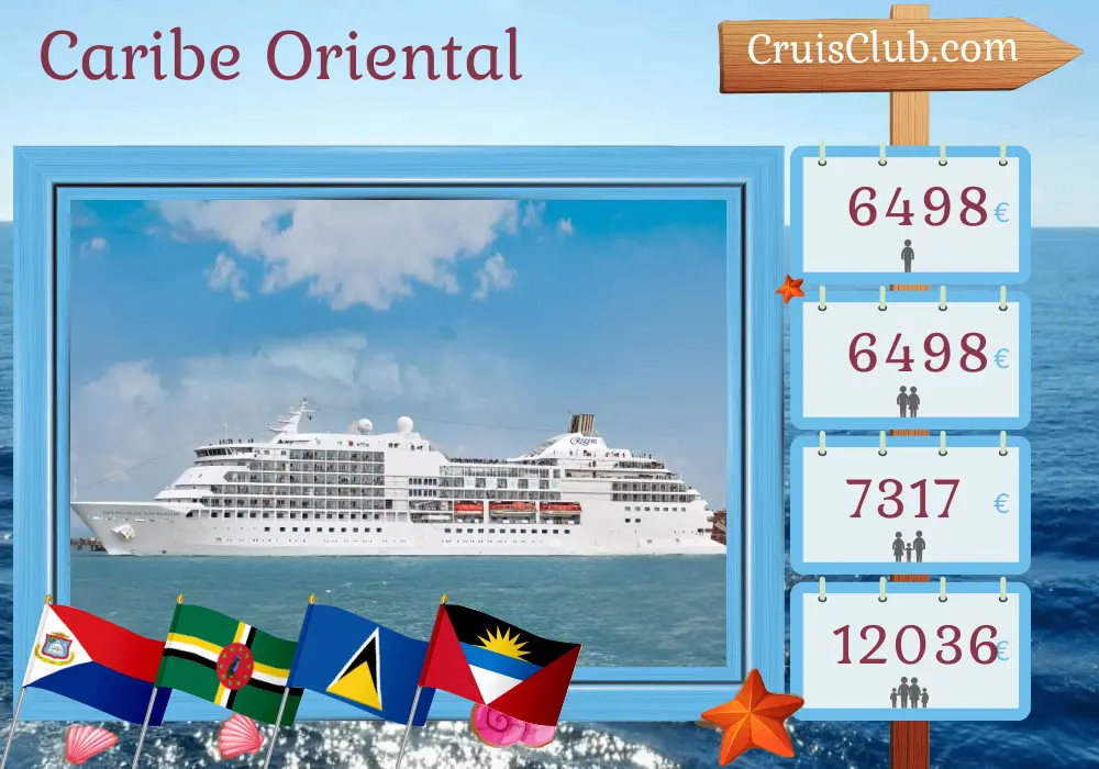 Cruzeiro no Caribe Oriental a partir de San Juan a bordo do navio Seven Seas Navigator com visitas a Porto Rico, Dominica, Santa Lúcia e São Bartolomeu por 8 dias