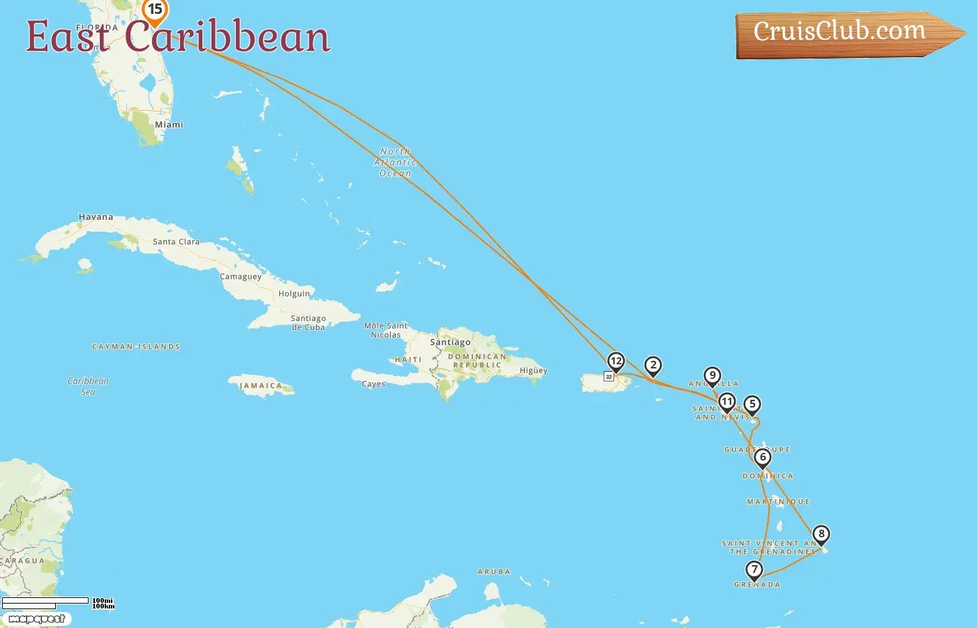 East Caribbean Cruise: USA, Dominica, Grenada, Barbados, Saint Kitts and Nevis, and Puerto Rico aboard Carnival Venezia