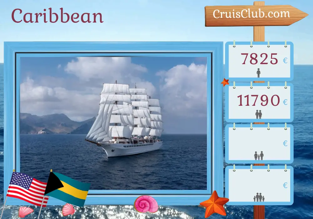 Cruise in the Caribbean from Miami aboard Sea Cloud Spirit ship with visits to USA and Bahamas for 10 days