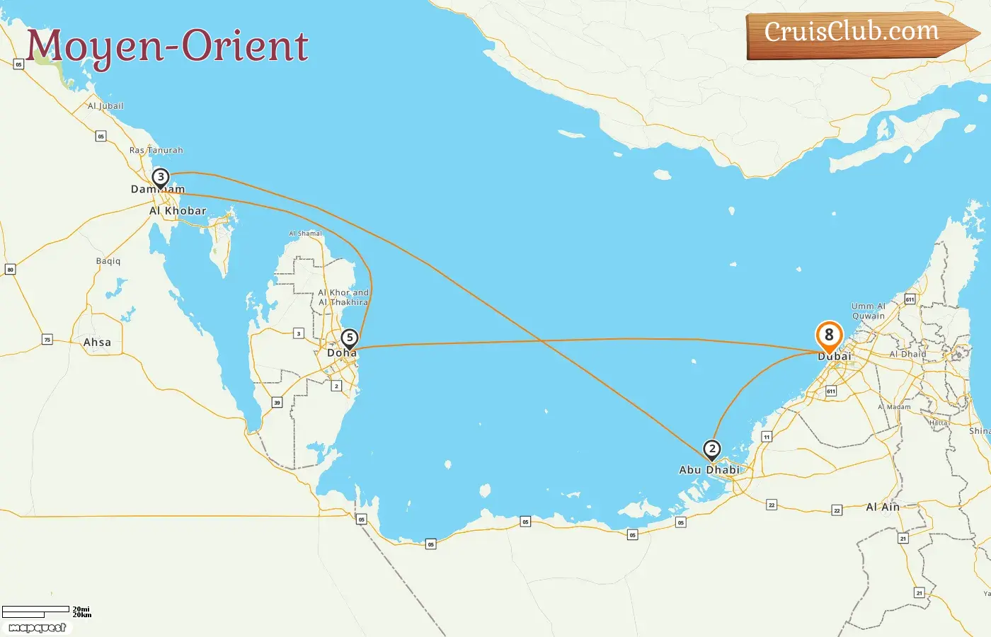 Croisière au Moyen-Orient depuis Dubaï à bord du navire Mein Schiff 4 avec des visites aux Émirats arabes unis, en Arabie Saoudite et au Qatar pendant 8 jours