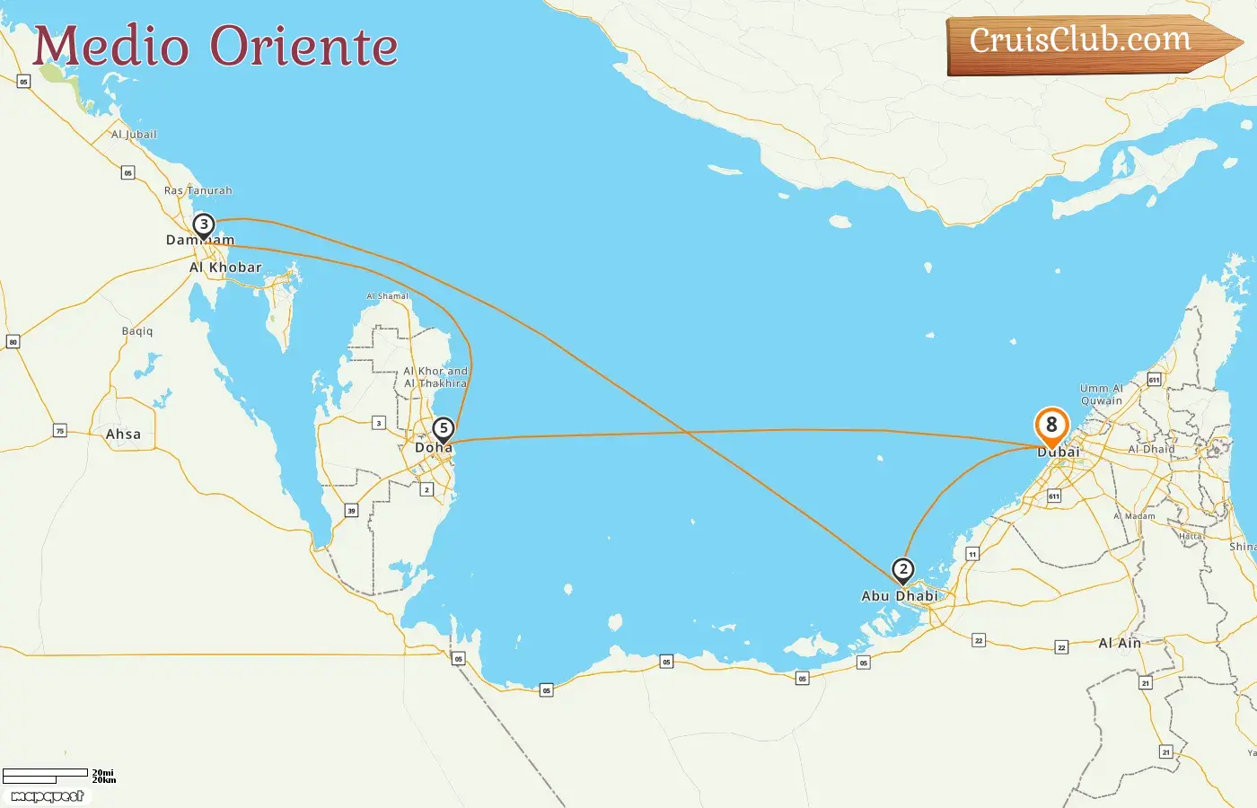 Crucero en Medio Oriente desde Dubái a bordo del barco Mein Schiff 4 con visitas a los Emiratos Árabes Unidos, Arabia Saudita y Qatar durante 8 días