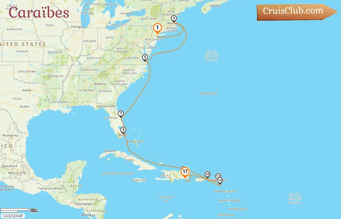 Croisière dans les Caraïbes de New York à La Romana à bord du navire Mein Schiff 1 avec des visites aux États-Unis, à Saint-Kitts-et-Nevis et en République dominicaine pendant 17 jours