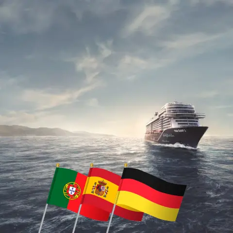 Cruzeiro no Transatlântico de Bridgetown a Bremerhaven a bordo do navio Mein Schiff 2 com visitas a Barbados, São Vicente e Granadinas, Portugal, Espanha e Alemanha por 18 dias