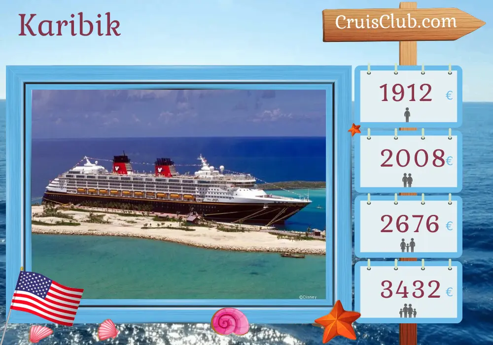 Kreuzfahrt in der Karibik von San Juan nach Galveston an Bord des Disney Magic-Schiffs mit Besuchen in Puerto Rico, USA und den Bahamas für 7 Tage