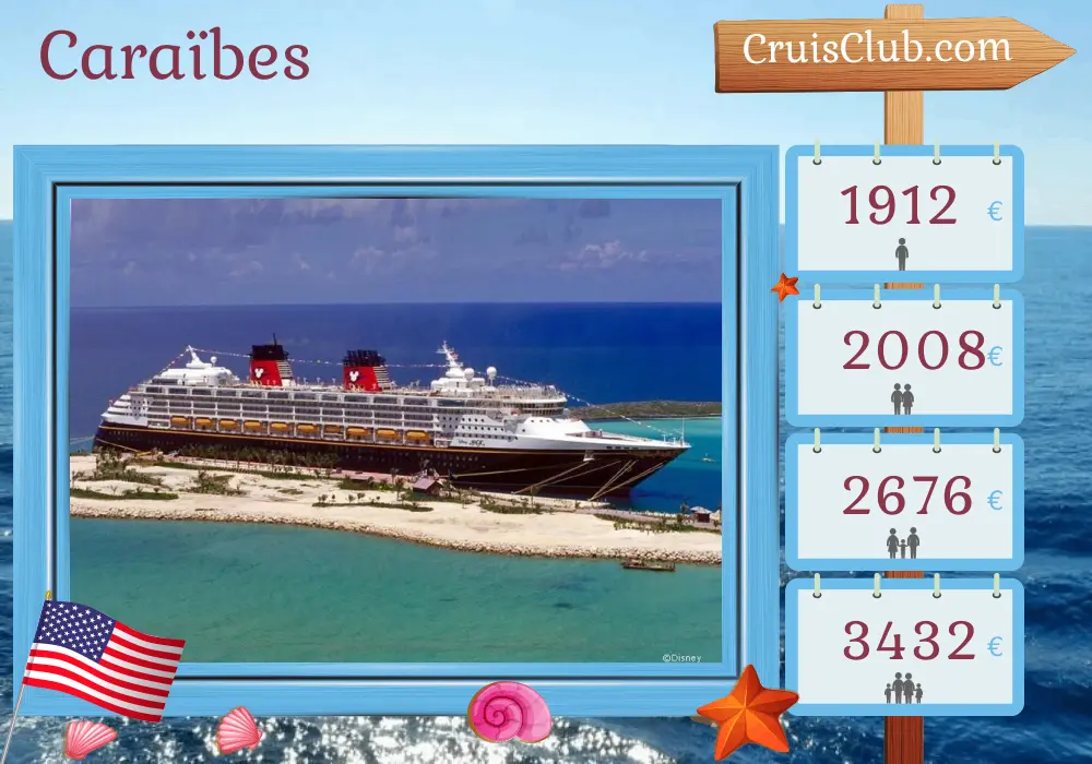 Croisière dans les Caraïbes de San Juan à Galveston à bord du navire Disney Magic avec des visites à Puerto Rico, USA et aux Bahamas pendant 7 jours