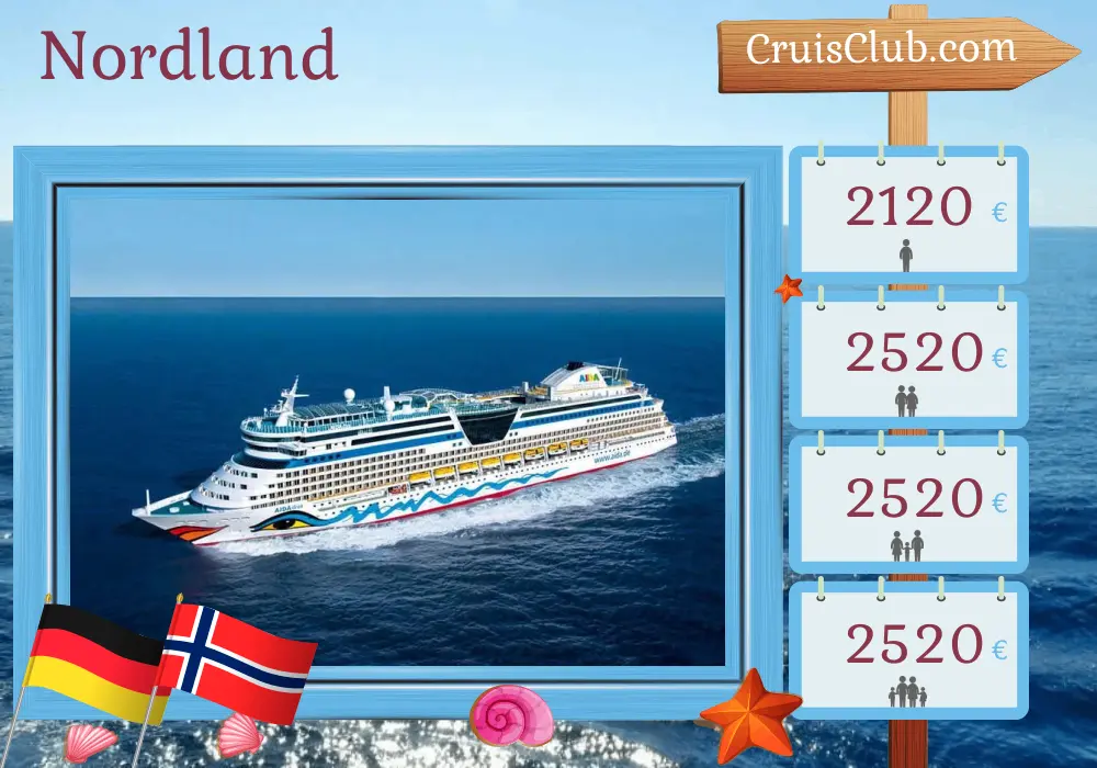 Crucero en el Norte desde Warnemünde a bordo del AIDAdiva con visitas a Alemania y Noruega durante 8 días