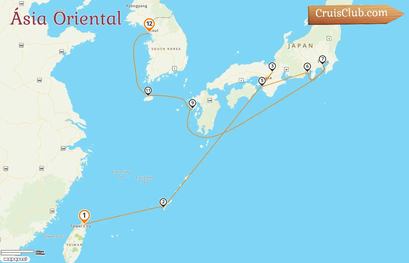 Cruzeiro no Leste da Ásia de Keelung a Incheon a bordo do navio Norwegian Spirit com visitas a Taiwan, Japão e Coreia do Sul por 12 dias