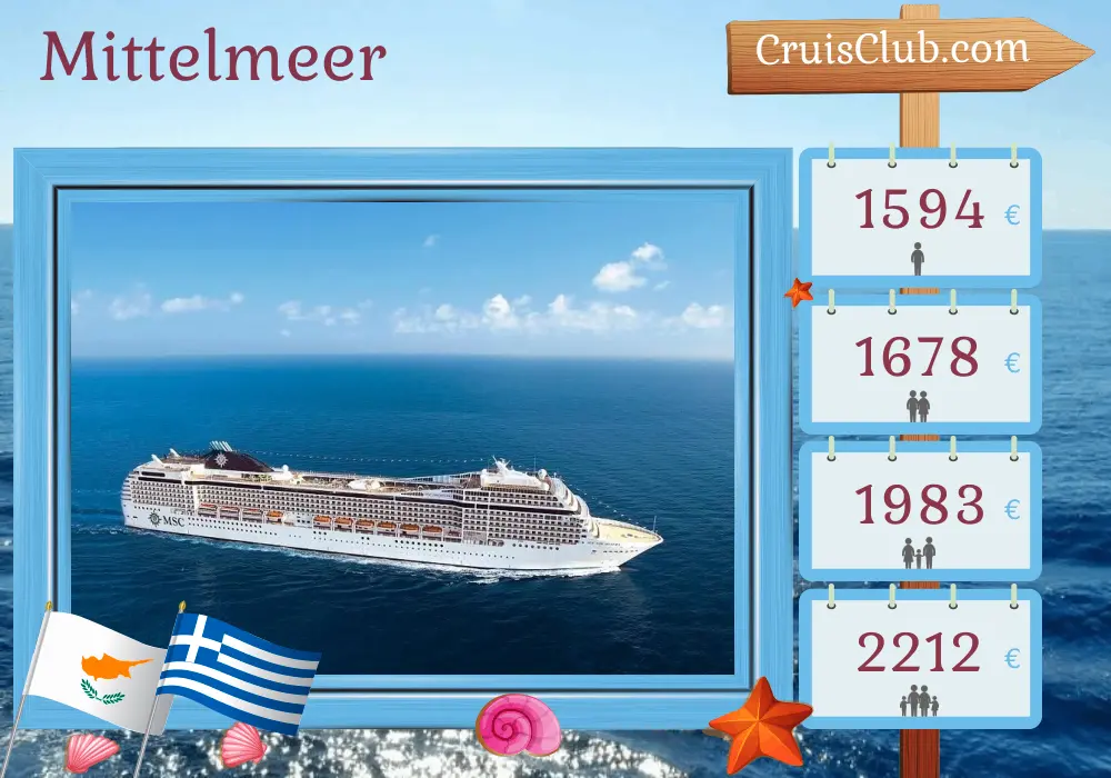 Kreuzfahrt im Mittelmeer ab Kusadasi an Bord des MSC-Orchestra-Schiffs mit Besuchen in der Türkei, Israel, Zypern und Griechenland für 8 Tage