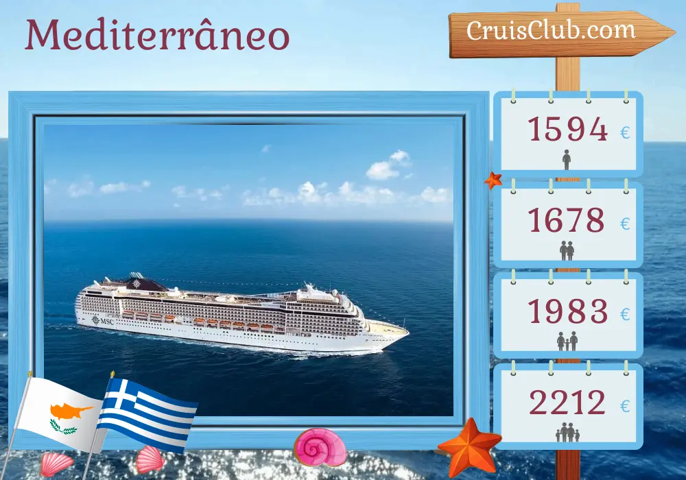Cruzeiro no Mediterrâneo de Kusadasi a bordo do navio MSC Orchestra com visitas à Turquia, Israel, Chipre e Grécia por 8 dias