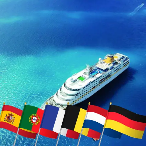 Crucero por Europa Occidental desde Málaga a Hamburgo a bordo del barco MS Hamburg con visitas a España, Portugal, Francia, Bélgica, Países Bajos y Alemania durante 12 días