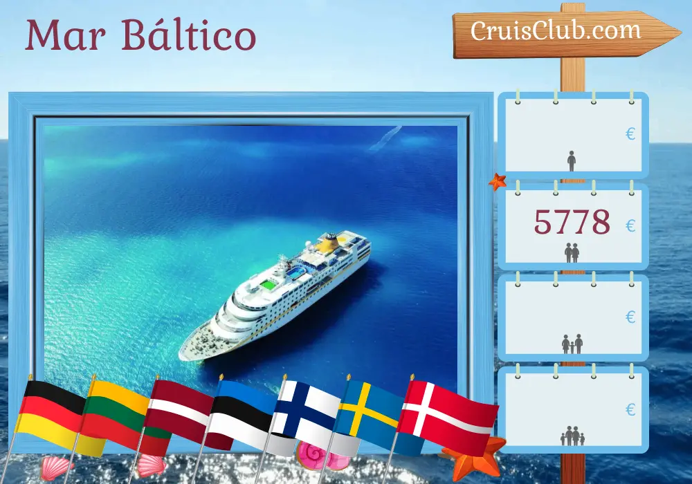 Crucero en el Mar Báltico desde Hamburgo a Kiel a bordo del barco MS Hamburg con visitas a Alemania, Polonia, Lituania, Letonia, Estonia, Finlandia, Suecia y Dinamarca durante 13 días