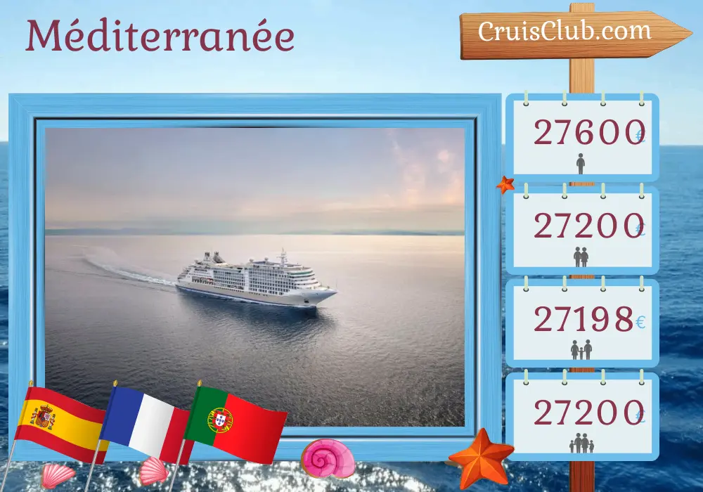 Croisière en Méditerranée de Barcelone à Lisbonne à bord du navire Silver Dawn avec des visites en Espagne, en France et au Portugal pendant 11 jours