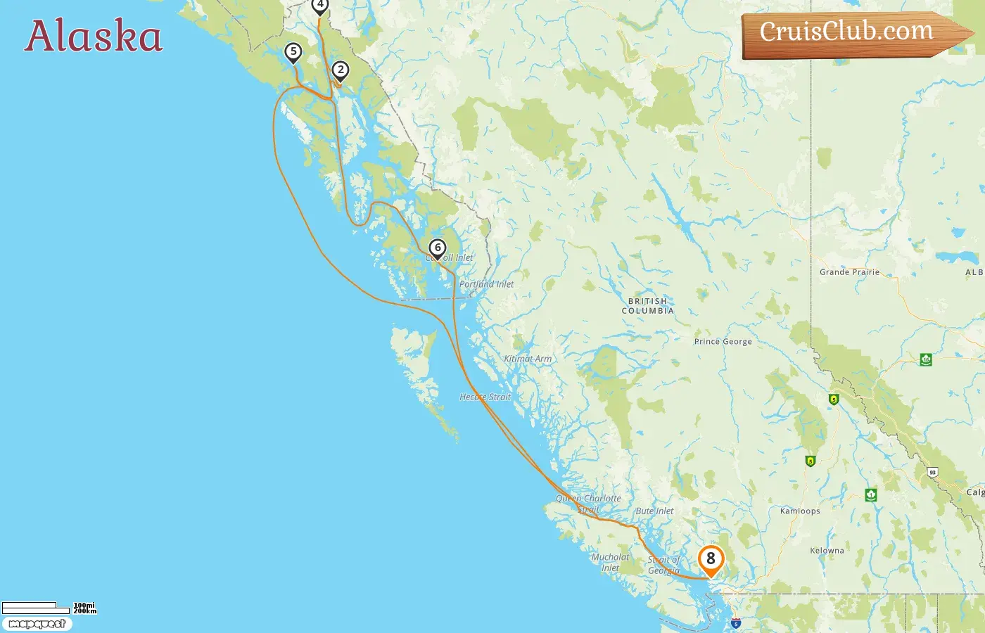 Croisière en Alaska au départ de Vancouver à bord du navire Coral Princess avec des visites au Canada et aux États-Unis pendant 8 jours