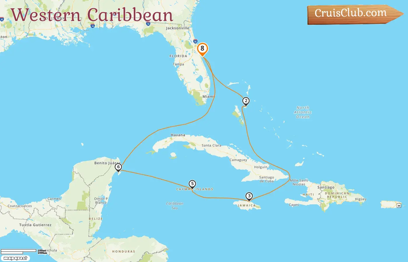 Cruise in the Western Caribbean from Port Canaveral / Orlando aboard MSC Seashore ship with visits to USA, Bahamas, Jamaica, Cayman Islands, and Mexico for 8 days