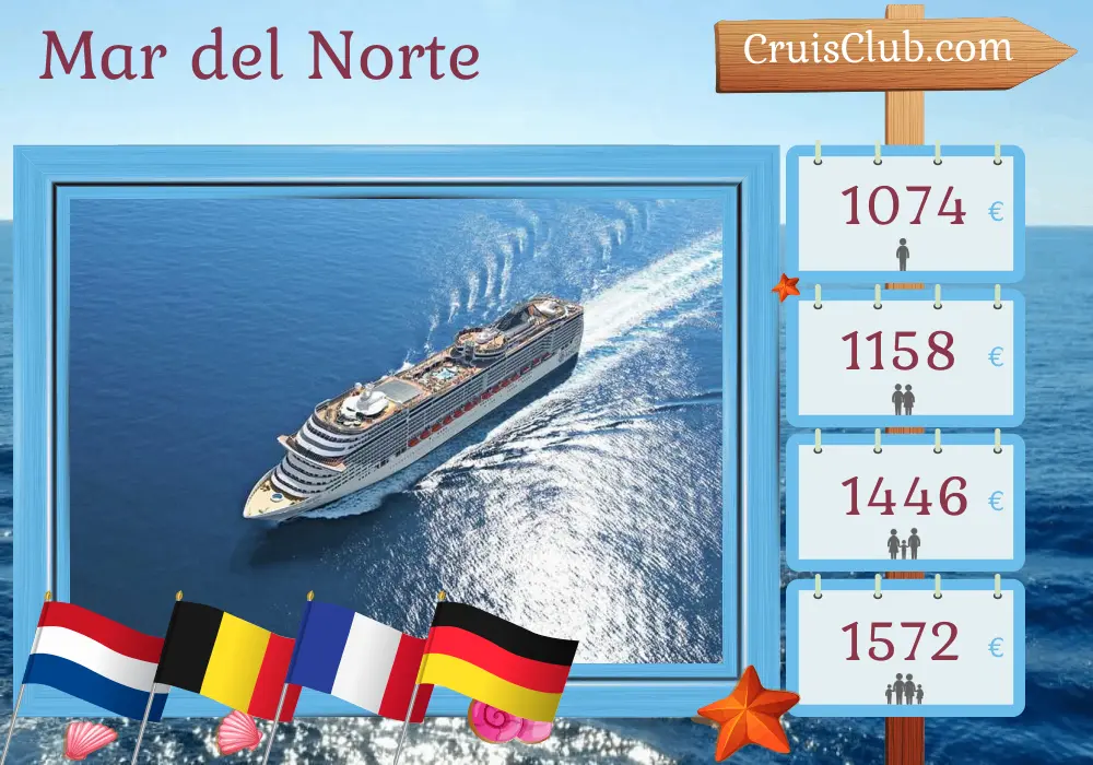 Crucero por el mar del Norte desde Róterdam a bordo del barco MSC Preziosa con visitas a los Países Bajos, Bélgica, Francia y Alemania durante 8 días