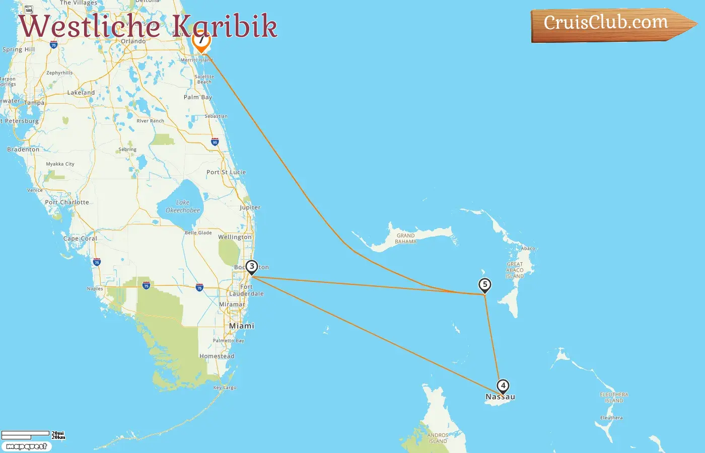 Kreuzfahrt in der westlichen Karibik ab Port Canaveral / Orlando an Bord des Disney Fantasy-Schiffs mit Besuchen in den USA und den Bahamas für 7 Tage