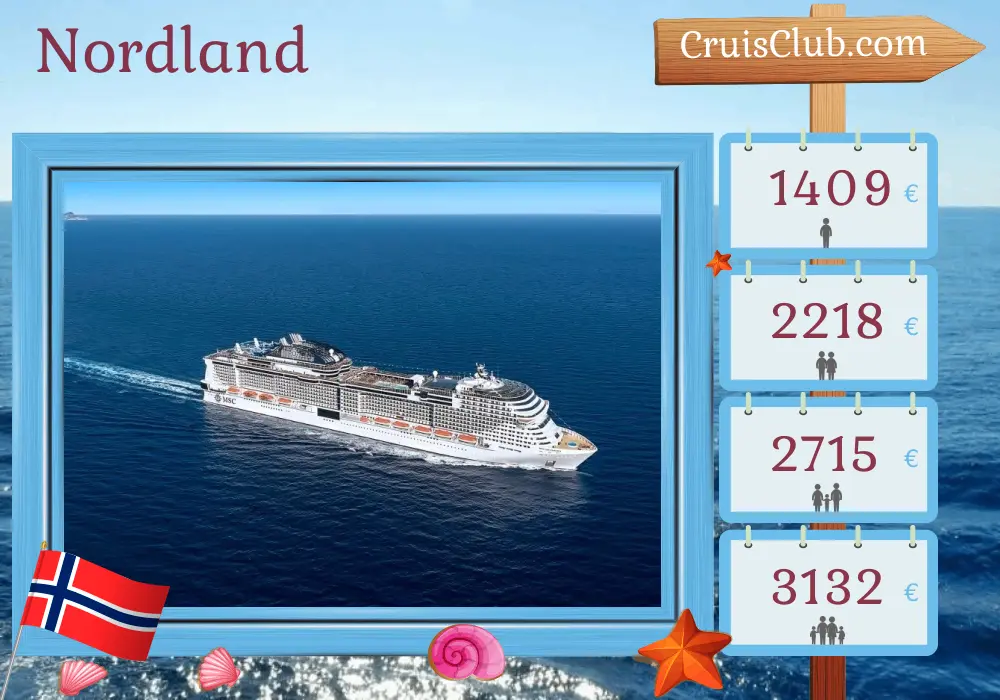 Cruzeiro no Norte a partir de Southampton a bordo do navio MSC Virtuosa com visitas à Noruega por 8 dias