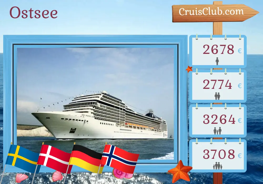 Kreuzfahrt in der Ostsee von Stockholm nach Oslo an Bord des MSC Poesia Schiffes mit Besuchen in Schweden, Dänemark, Deutschland und Norwegen für 9 Tage